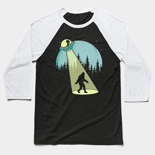 Sasquatch Ufo Baseball T-Shirt by Tesszero